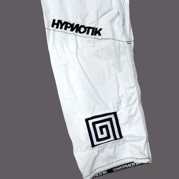 HYPNOTIK Pants Adult A2L White Jiu Jitsu Martial Arts Pro Max Logo Straight Leg - Picture 7 of 7